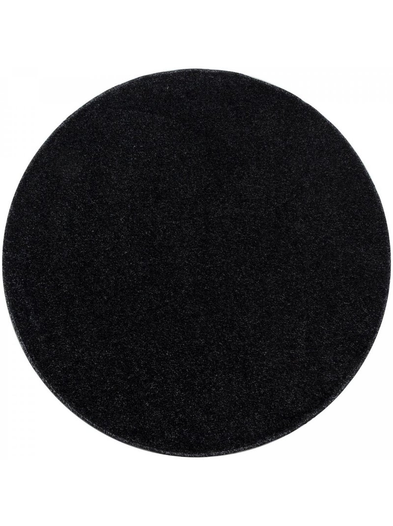 Tapis salon et chambre tissé motif uni SOULA Noir - Kiabi