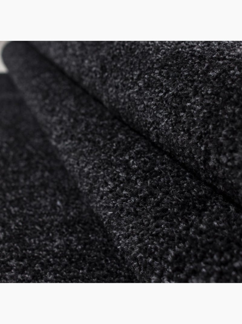 Tapis salon et chambre tissé motif uni SOULA Noir - Kiabi