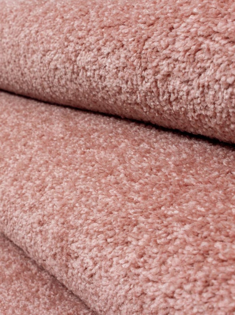 Tapis salon et chambre tissé motif uni SOULA Rose - Kiabi