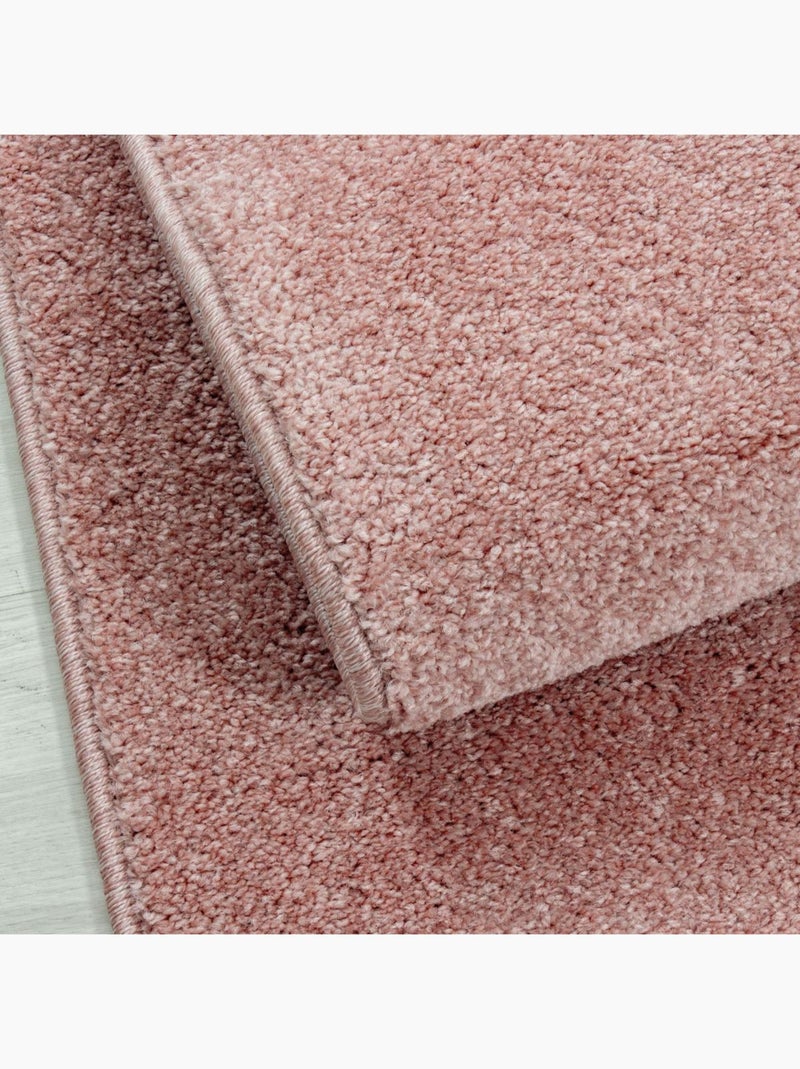 Tapis salon et chambre tissé motif uni SOULA Rose - Kiabi