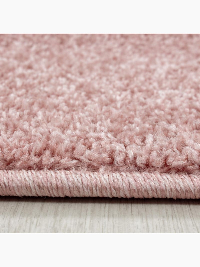 Tapis salon et chambre tissé motif uni SOULA Rose - Kiabi