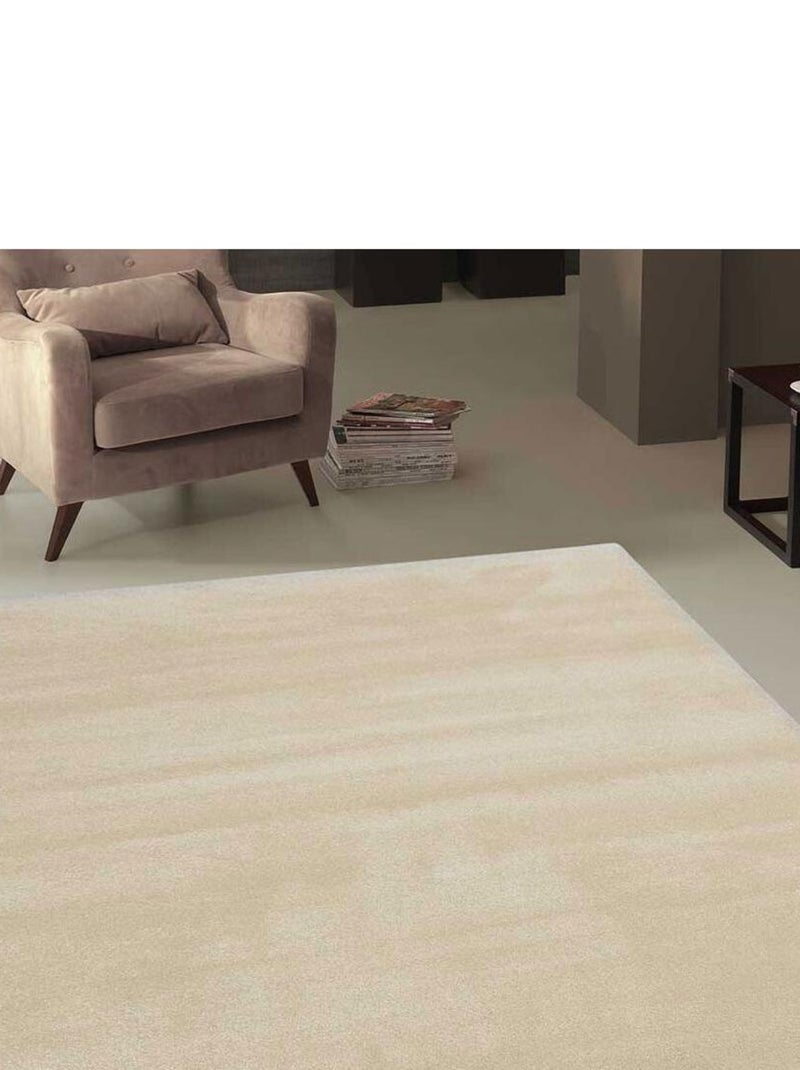 Tapis salon et chambre tissé motif uni TOPALUXE Ecru - Kiabi