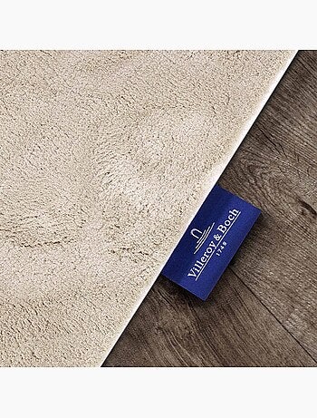 Tapis salon faux uni poils ras, tissé polyester confortable, leon