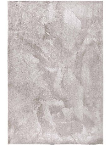 Tapis salon faux uni poils ras, tissé polyester confortable, leon