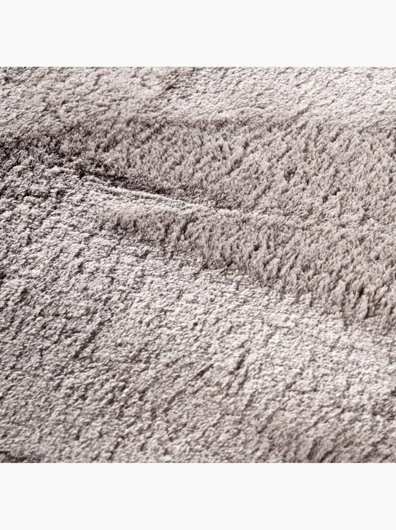 Tapis salon faux uni poils ras, tissé polyester confortable, leon Gris - Kiabi
