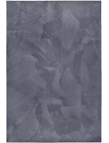 Tapis salon faux uni poils ras, tissé polyester confortable, leon