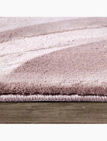 Tapis salon faux uni poils ras, tissé polyester confortable, leon