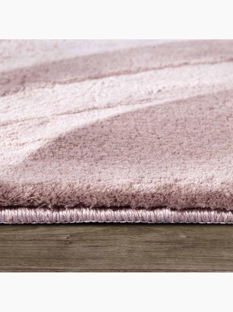 Tapis salon faux uni poils ras, tissé polyester confortable, leon Rose - Kiabi