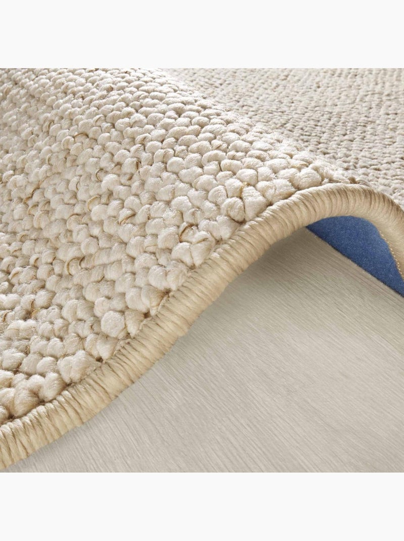 Tapis salon faux uni poils ras, tufti, doux et entretien facile Ecru - Kiabi