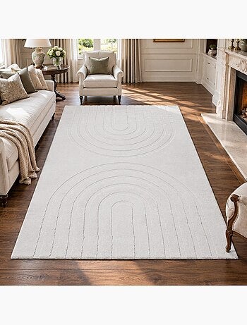 Tapis salon, faux uni sobre, texture en relief lyn59 deh
