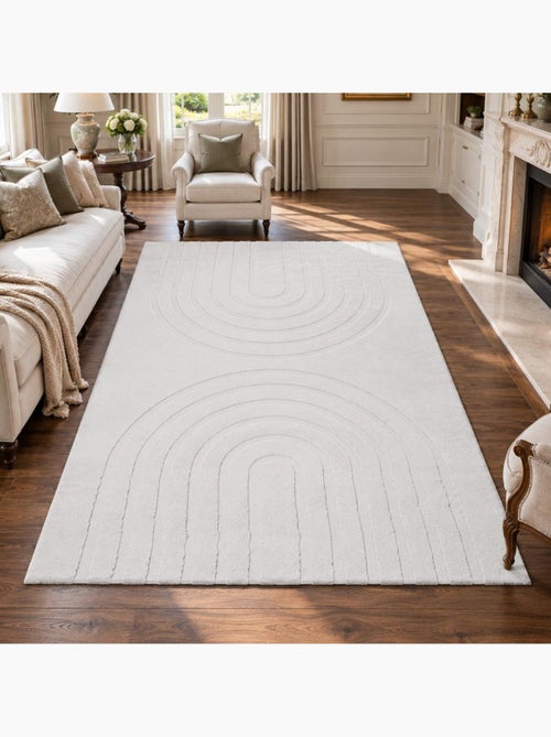 Tapis salon, faux uni sobre, texture en relief lyn59 deh - Kiabi