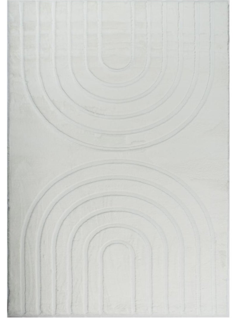 Tapis salon, faux uni sobre, texture en relief lyn59 deh Blanc - Kiabi