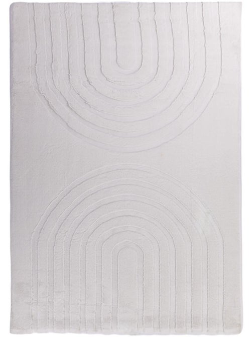 Tapis salon, faux uni sobre, texture en relief lyn59 deh - Kiabi