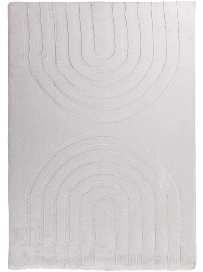 Tapis salon, faux uni sobre, texture en relief lyn59 deh Blanc - Kiabi