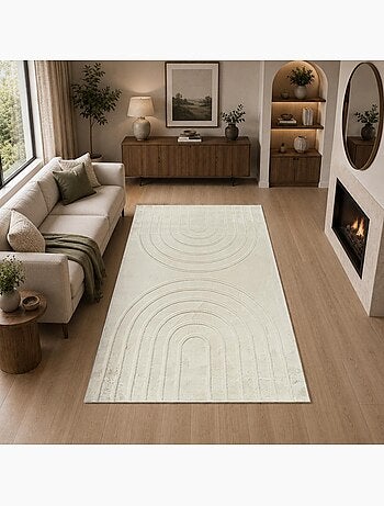 Tapis salon, faux uni sobre, texture en relief lyn59 deh