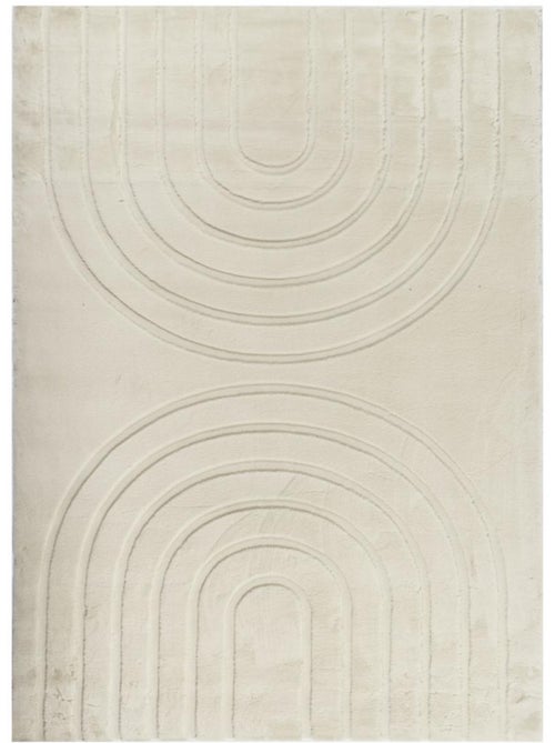 Tapis salon, faux uni sobre, texture en relief lyn59 deh - Kiabi