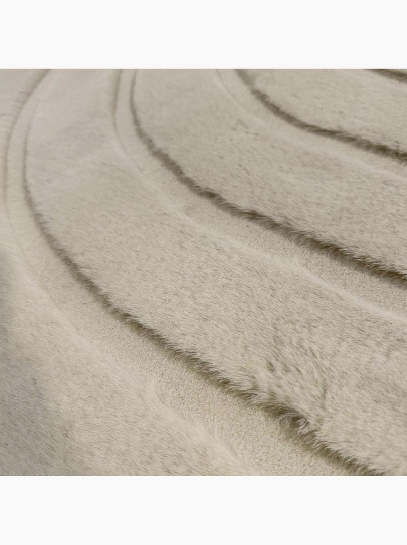 Tapis salon, faux uni sobre, texture en relief lyn59 deh Ecru - Kiabi