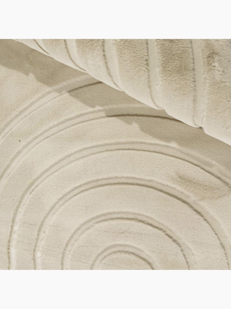 Tapis salon, faux uni sobre, texture en relief lyn59 deh Ecru - Kiabi