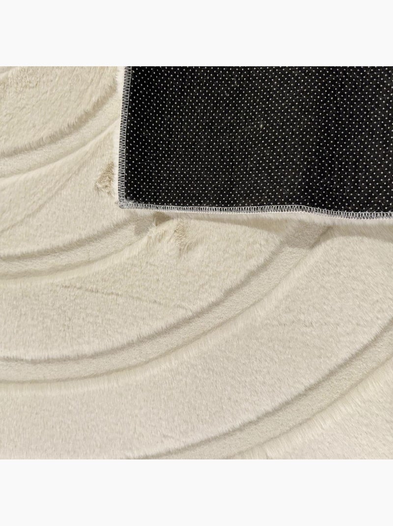 Tapis salon, faux uni sobre, texture en relief lyn59 deh Ecru - Kiabi