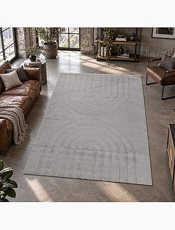 Tapis salon, faux uni sobre, texture en relief lyn59 deh