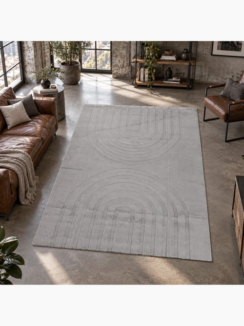 Tapis salon, faux uni sobre, texture en relief lyn59 deh - Kiabi