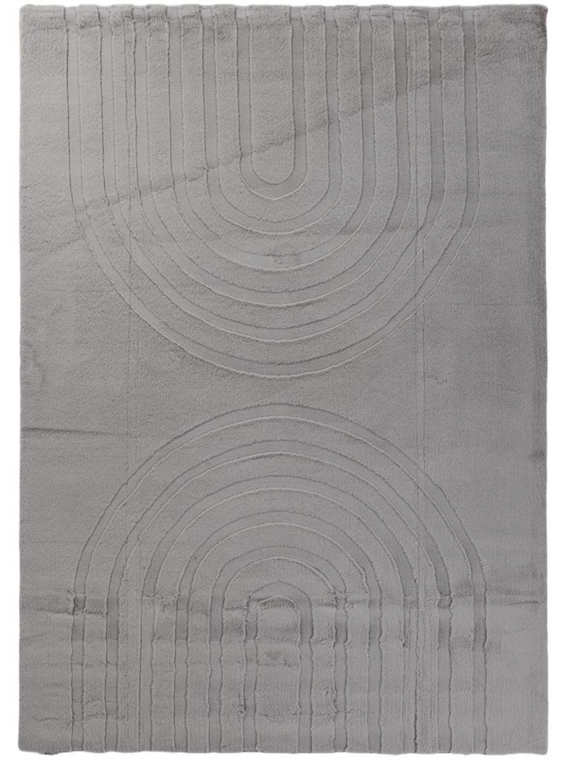 Tapis salon, faux uni sobre, texture en relief lyn59 deh Gris - Kiabi