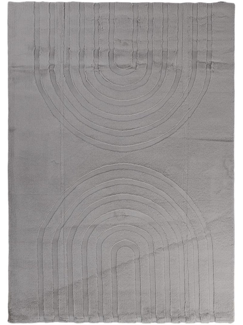 Tapis salon, faux uni sobre, texture en relief lyn59 deh Gris - Kiabi