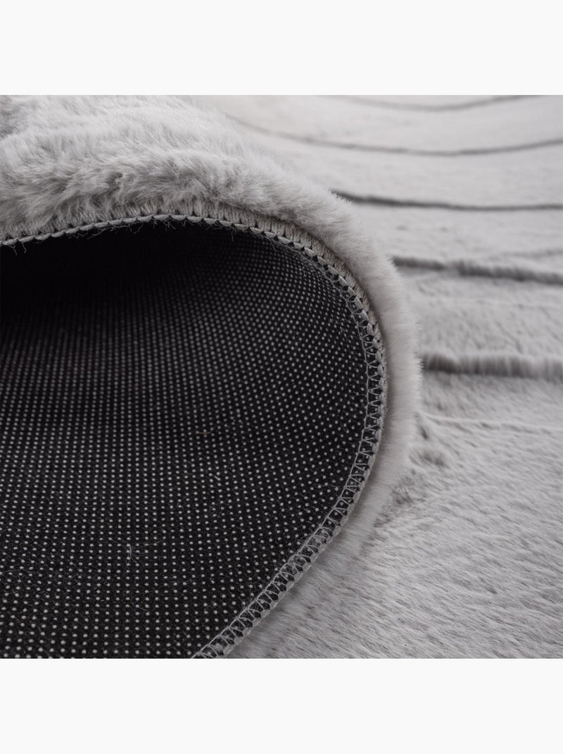 Tapis salon, faux uni sobre, texture en relief lyn59 deh Gris - Kiabi