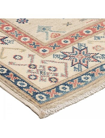Tapis salon géométrique artisanal, noué main, kazak co 63