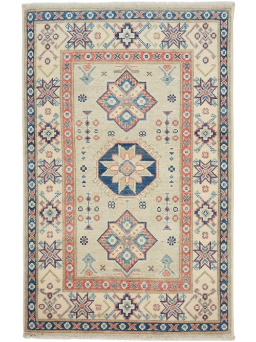 Tapis salon géométrique artisanal, noué main, kazak co 63 - Kiabi