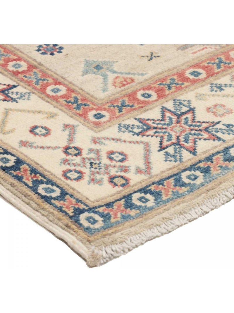 Tapis salon géométrique artisanal, noué main, kazak co 63 Ecru - Kiabi