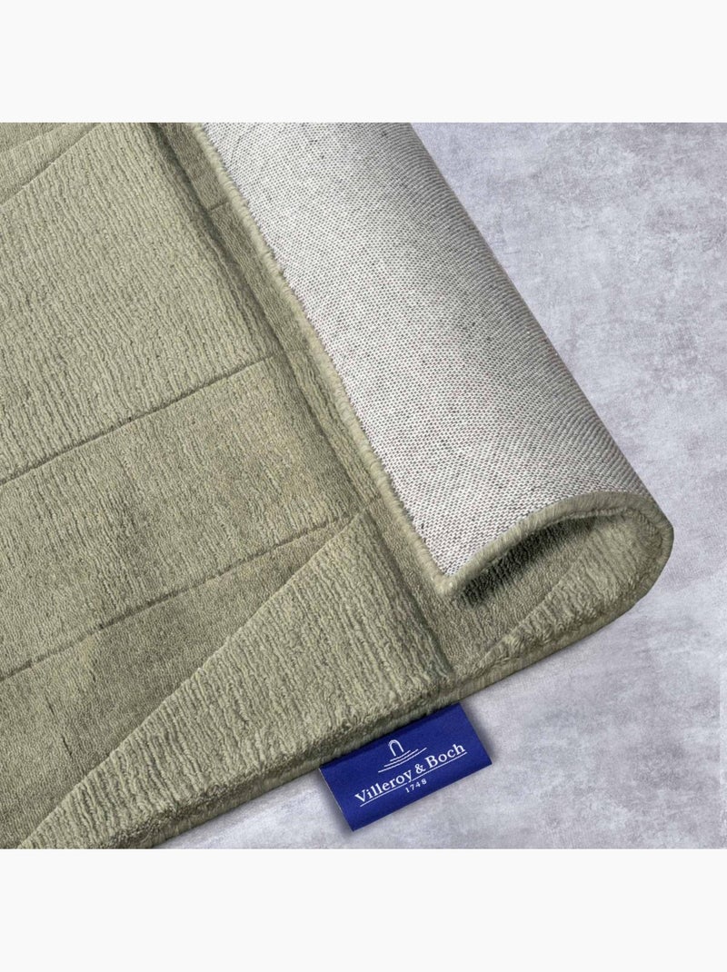 Tapis salon géométrique ursule , relief tissé à la main, design authentique Vert - Kiabi