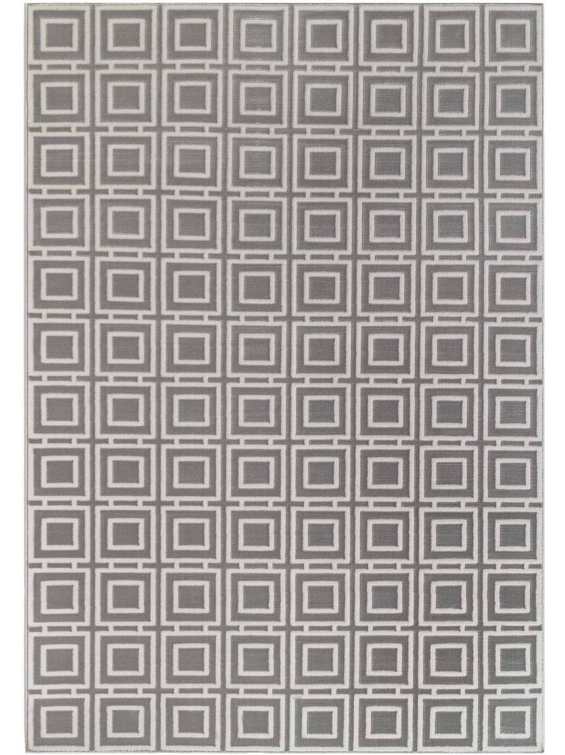 Tapis salon howlite motif géométrique, design graphique et original, confort Gris - Kiabi