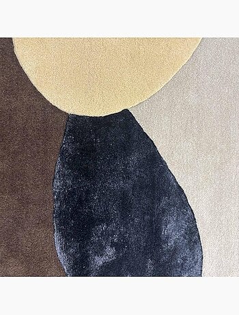 Tapis salon lonma forme orgnanique, motif abstrait en laine et viscose