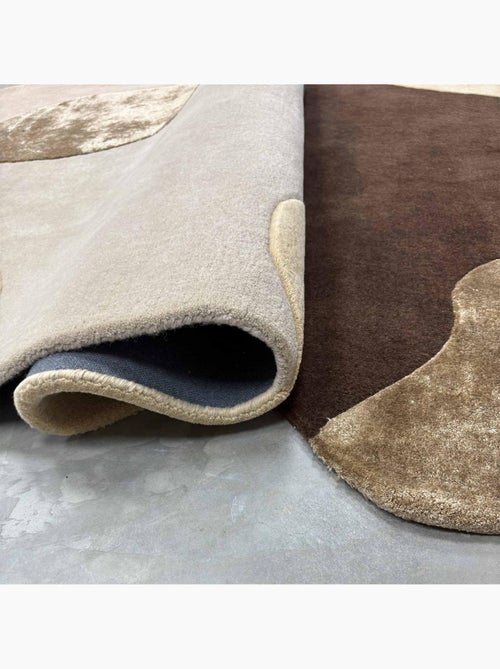 Tapis salon lonma forme orgnanique, motif abstrait en laine et viscose - Kiabi