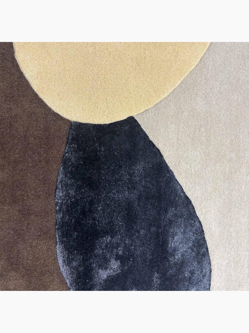 Tapis salon lonma forme orgnanique, motif abstrait en laine et viscose Multicolore - Kiabi