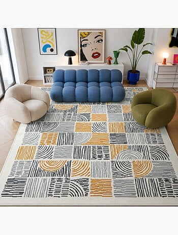 Tapis salon lyn1 etni, motif géométrique graphique, moderne