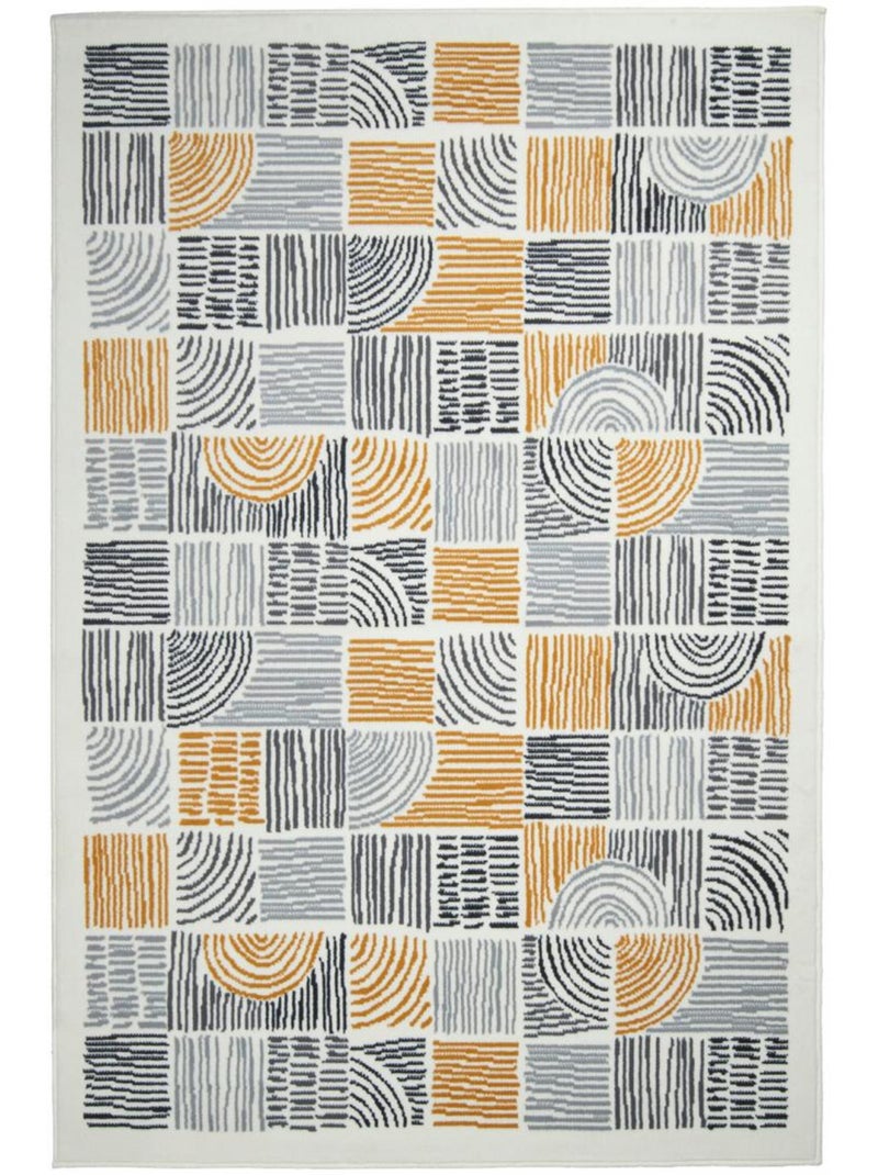Tapis salon lyn1 etni, motif géométrique graphique, moderne Jaune - Kiabi