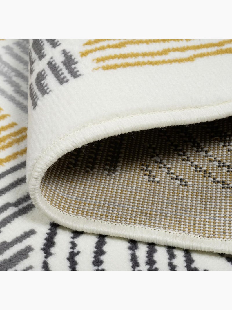 Tapis salon lyn1 etni, motif géométrique graphique, moderne Jaune - Kiabi
