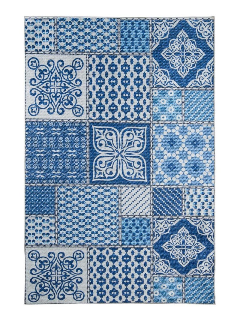 Tapis salon LYN11 6MEN facile d'entretien Bleu - Kiabi