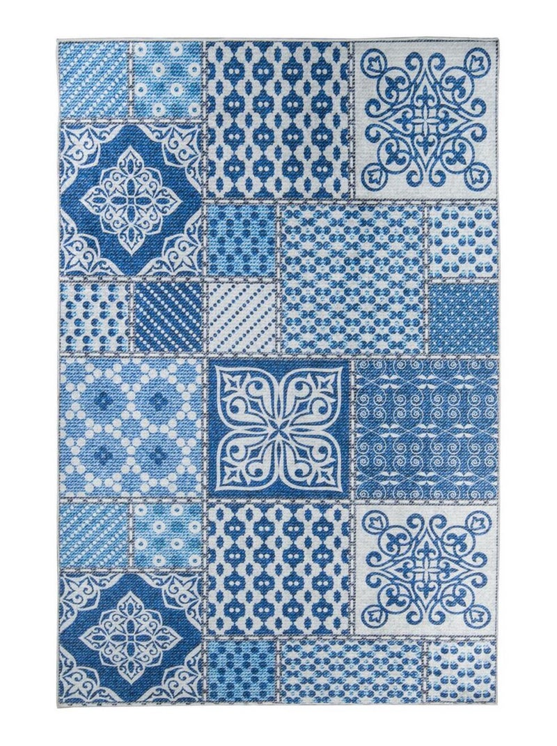 Tapis salon LYN11 6MEN facile d'entretien Bleu - Kiabi