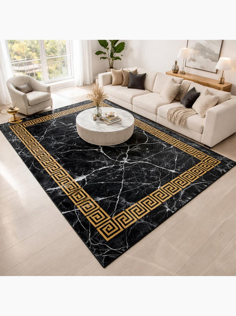 Tapis salon LYN11 ELEGA facile d'entretien Noir - Kiabi