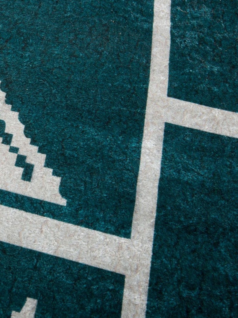 Tapis salon LYN11 ETNIK facile d'entretien Vert - Kiabi