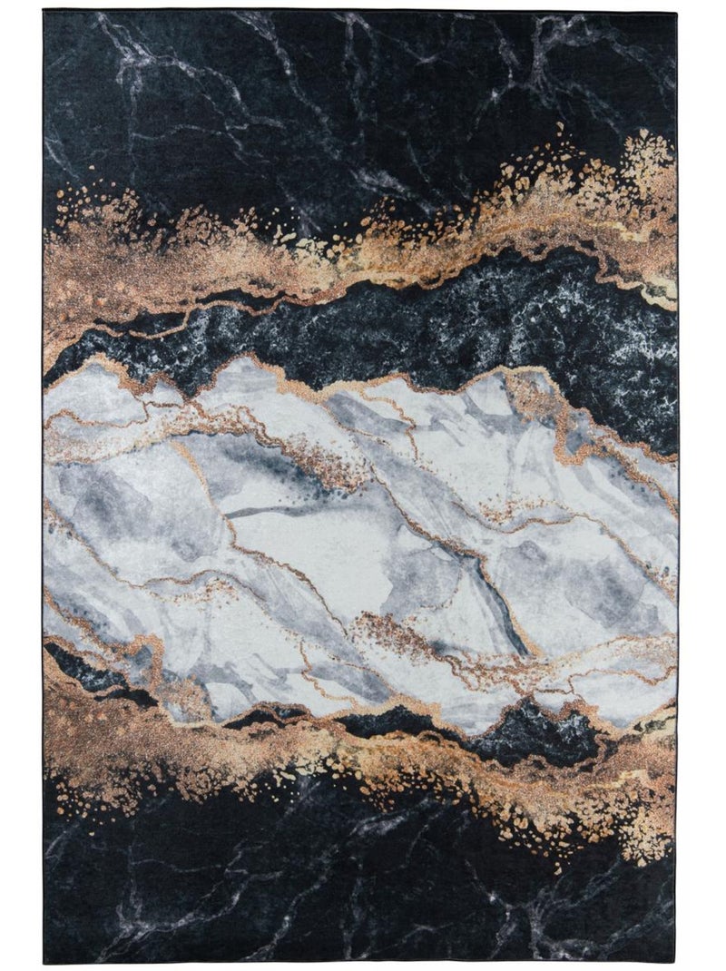 Tapis salon LYN11 GRAFIK facile d'entretien Noir - Kiabi