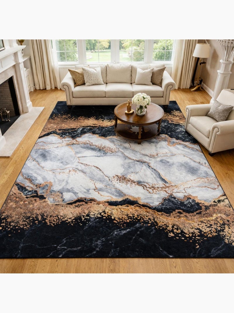 Tapis salon LYN11 GRAFIK facile d'entretien Noir - Kiabi