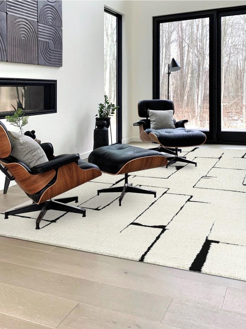 Tapis salon LYN9 BRINKI Tapis soyeux en relief Noir - Kiabi