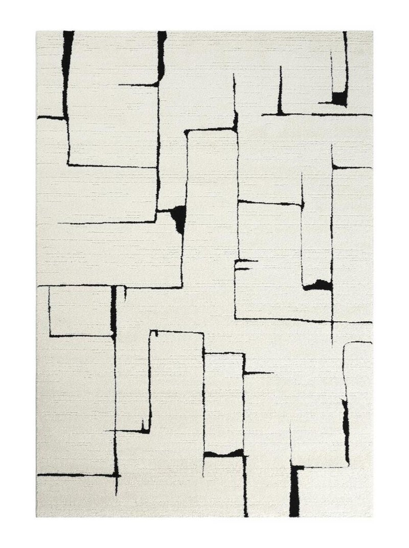 Tapis salon LYN9 BRINKI Tapis soyeux en relief Noir - Kiabi