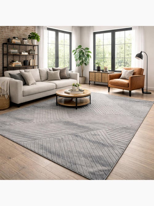 Tapis salon LYN9 D, tapis ton sur ton moderne et contemporain - Kiabi