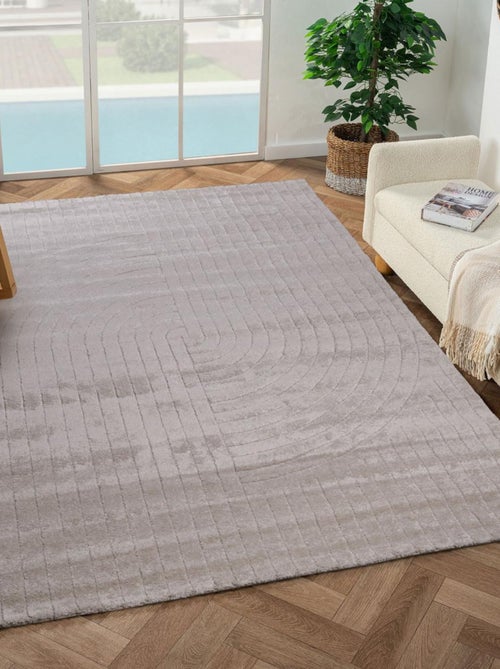 Tapis salon LYN9 E , tapis ton sur ton moderne et contemporain - Kiabi