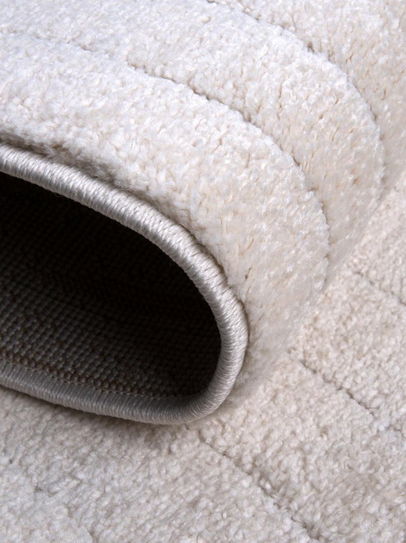 Tapis salon LYN9 E, tapis ton sur ton moderne et contemporain Ecru - Kiabi